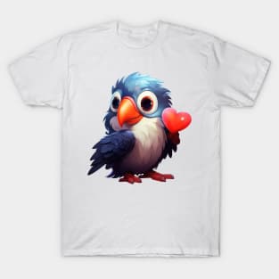 Valentine Tropical Bird Holding Heart T-Shirt